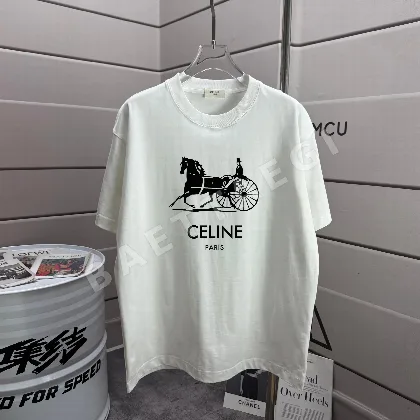 셀린느 심플 레터 로고 코튼 반팔 티셔츠 87970