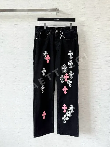 크롬하츠 헤비워시 프린트 그래피티 힙합 진 바지