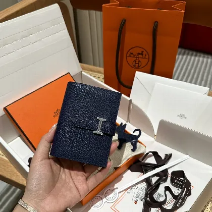 에르메스 엡솜 야자수 프린트 블루 사파이어 지갑 23335