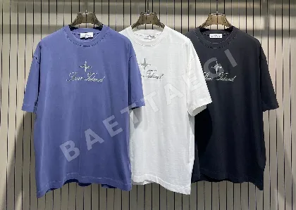 스톤아일랜드 자수 레터 크루넥 반팔 티셔츠 47882