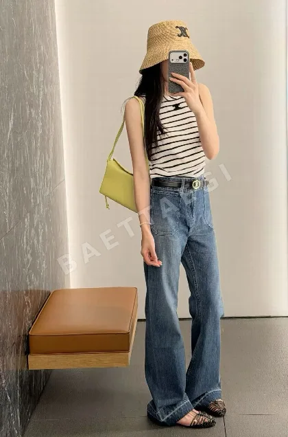 셀린느 플레어 하이웨스트 코튼 바지 114808