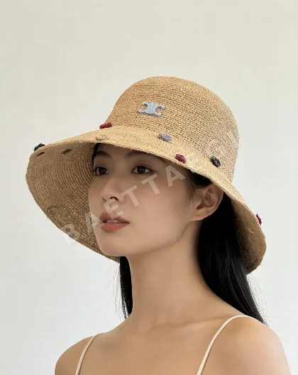 셀린느 컬러풀 코바늘 라피아 버킷햇 84112