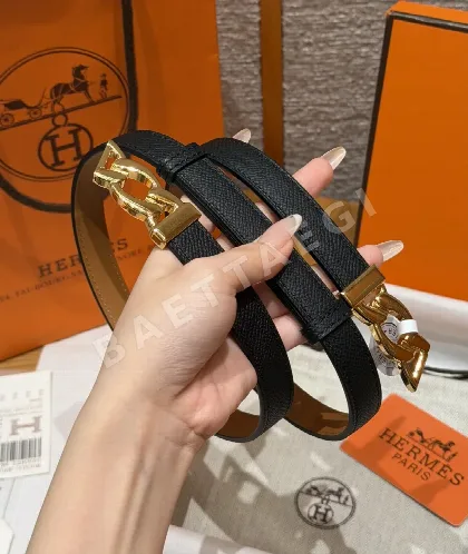 에르메스 H체인 메탈 버클 엡솜 가죽 슬림 벨트 176747