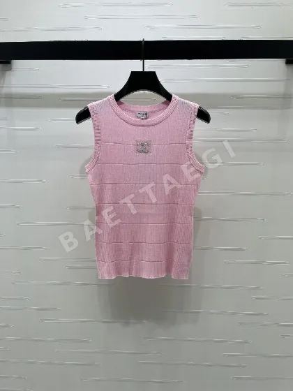 샤넬 여성 울 니트 반팔 티셔츠 103661