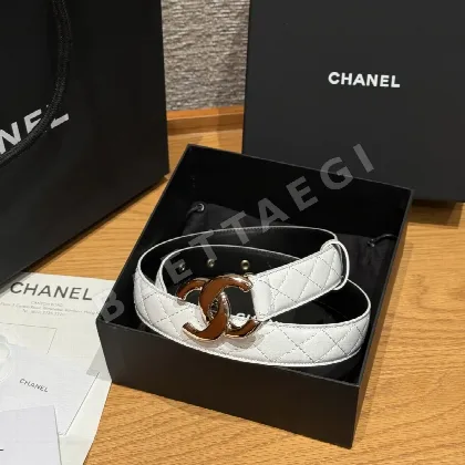샤넬 더블 C 메탈 로고 램스킨 벨트 173912