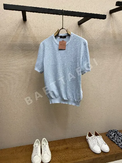 로로피아나 면실크 혼방 크루넥 반팔 니트
