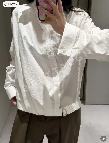 로에베 비대칭 실루엣 벨티드 여성 셔츠 96694