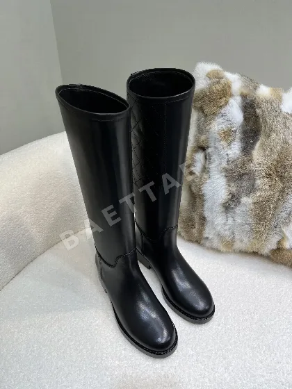샤넬 카프스킨 퀼팅 니하이 라이딩 부츠 94412