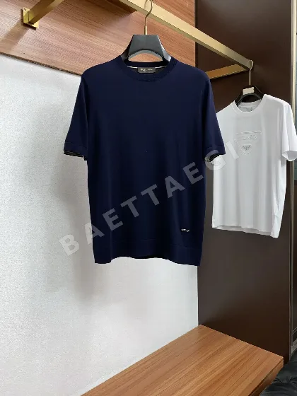 로로피아나 남성 라운드넥 반팔 니트 티셔츠 48173