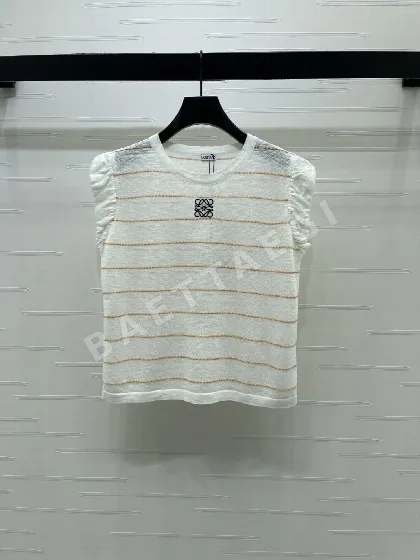 로에베 스트라이프 컬러 블록 반팔 티셔츠 96854