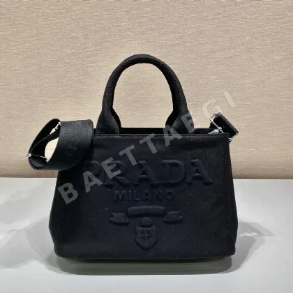 프라다 3D 문자 라벨 린넨 핸드백 1BG439