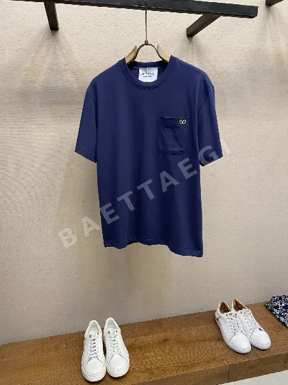 발렌티노 남성 네이비 반팔 티셔츠 49256