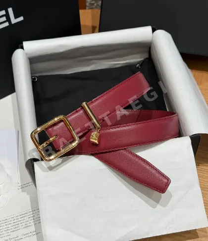 샤넬 가죽 더블 C 스퀘어 버클 벨트 177263