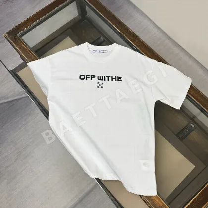 오프화이트 남성 크루넥 반팔 티셔츠 87233