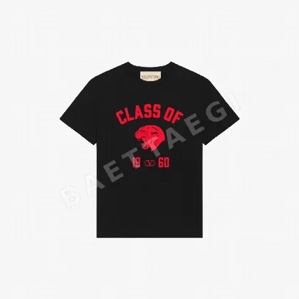 발렌티노 표범무늬 로고 여성 반팔 티셔츠 87898