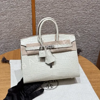 에르메스 버킨 20 cm 매트 악어 가죽 가방 144460