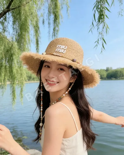 미우미우 헤진 밀짚모자 80753
