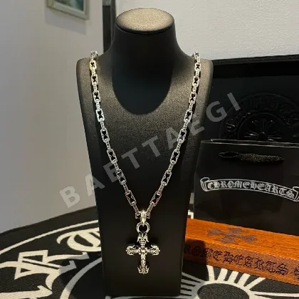 크롬하츠 불꽃 십자 펜던트 문자 락 목걸이 62550
