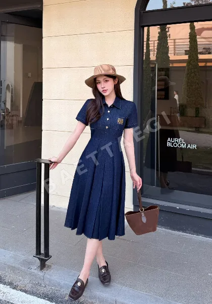 로에베 데님 더블 포켓 자수 드레스 원피스 96875