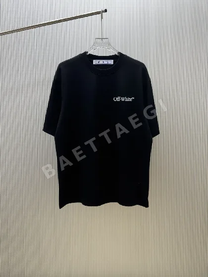 오프화이트 남성 더블 야른 코튼 반팔 티셔츠 87219