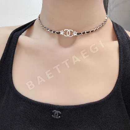 샤넬 더블 C 엠보싱 하트 네크리스 목걸이 153777