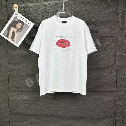 미우미우 아플리케 라인석 레터 로고 반팔 티셔츠 88718