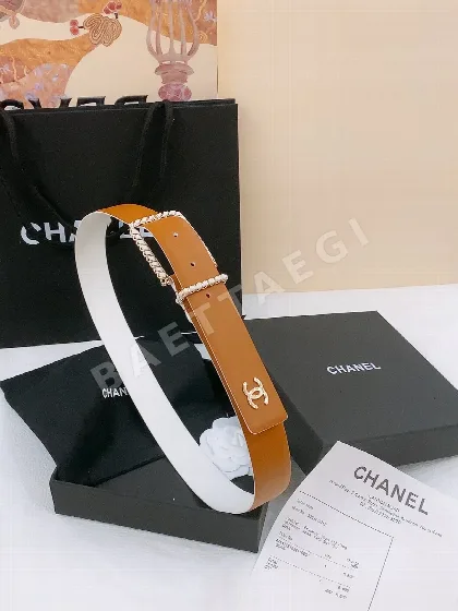 샤넬 트위스트 핀 CC 메탈 스웨이드 카프스킨 벨트 58558