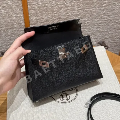 에르메스 미니 켈리 2 19 블랙 실버 하드웨어 18278