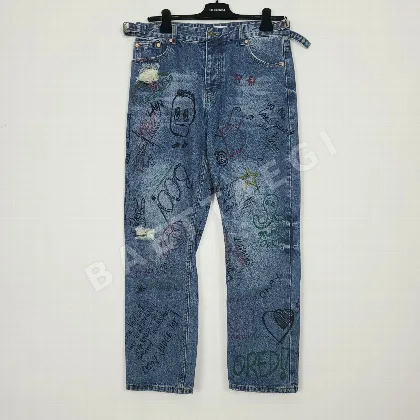 발렌시아가 배기 그래피티 데님 남성 바지 158446