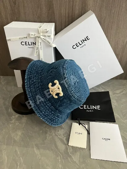 셀린느 워시드 데님 자수 버킷햇 83161