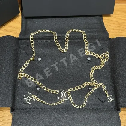샤넬 더블 C 로고 에나멜 체인 벨트 177339
