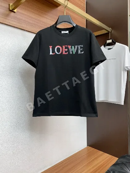 로에베 순백 코튼 크루넥 반팔 티셔츠 48367