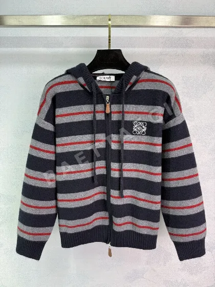 로에베 스트라이프 지퍼 후드 슬림핏 가디건 96867