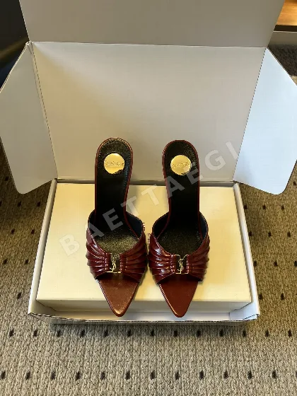 생로랑 플리츠 뮬 굽 여성 신발 34882