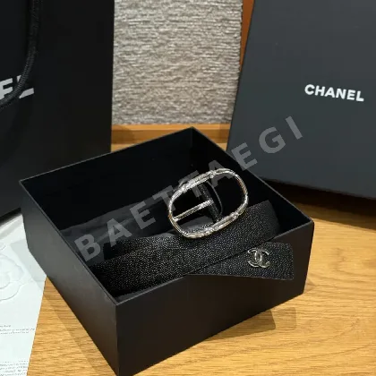 샤넬 양면 카프스킨 가죽 벨트 58495