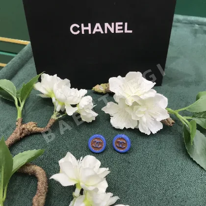 샤넬 블루 브라운 에나멜 더블 C 귀걸이 68828