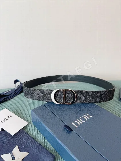 디올 오블리크 캔버스 블랙 송아지가죽 벨트 59855