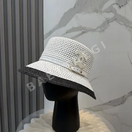 샤넬 플랫 탑 밀짚 모자 119992