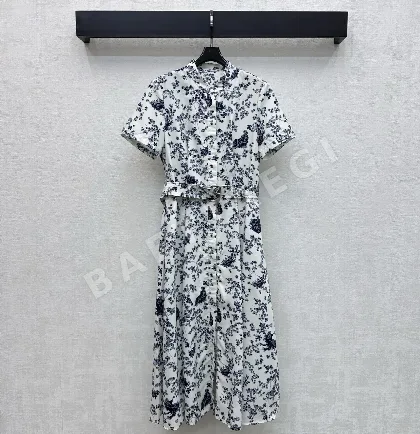 디올 프린트 벨트 플리츠 원피스 52072