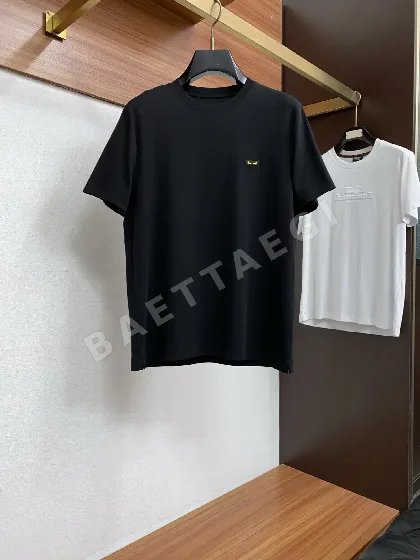 펜디 남성 린넨 코튼 라운드넥 반팔 티셔츠