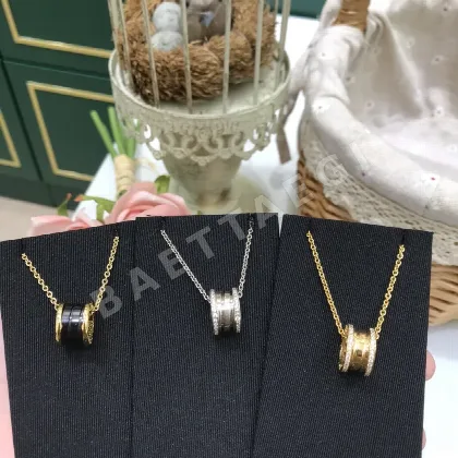 불가리 3 중 링 조절 로고 펜던트 목걸이 64724