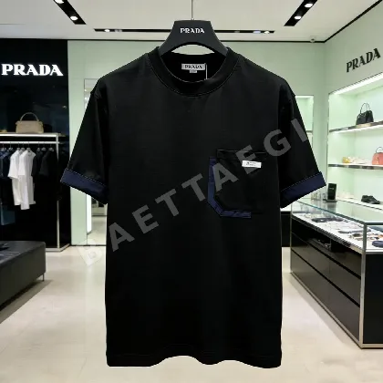 프라다 로고 오버핏 남녀공용 반팔 티셔츠 46896