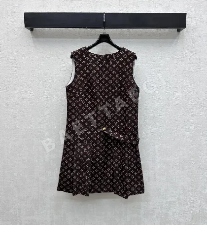 루이비통 로고 프린트 데님 플리츠 원피스 45924