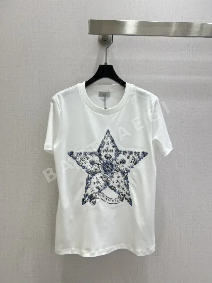디올 오각별 자수 여성 반팔 티셔츠 51846