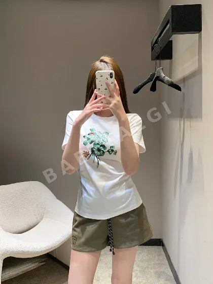 디올 꽃무늬 자수 코튼 반팔 티셔츠