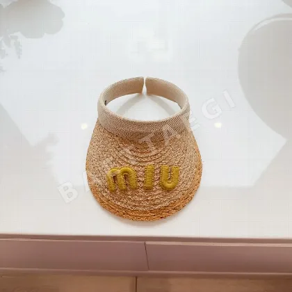 미우미우 라피아 스트로우 바이저 모자 81038