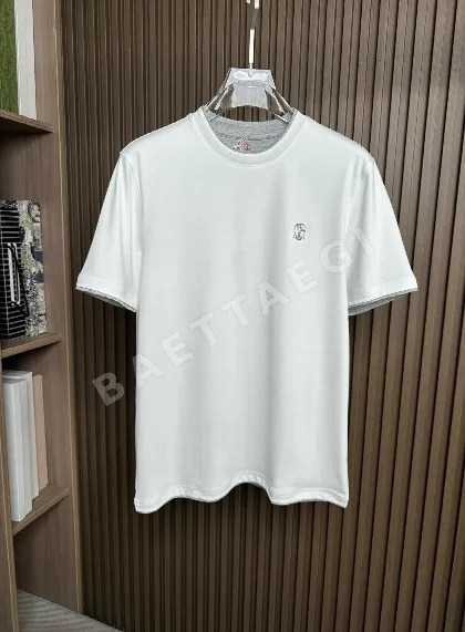 브루넬로쿠치넬리 남성 투톤 크루넥 반팔 티셔츠 47930