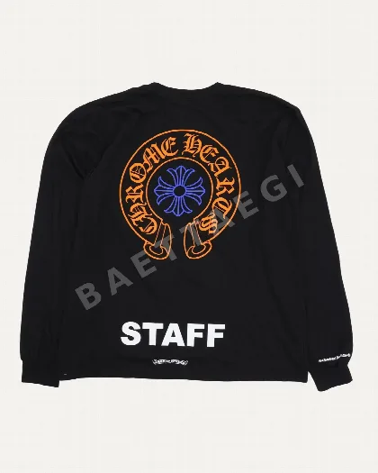 크롬하츠 옐로우 호스슈 블루 크로스 패턴 남성 긴팔 티셔츠 97669