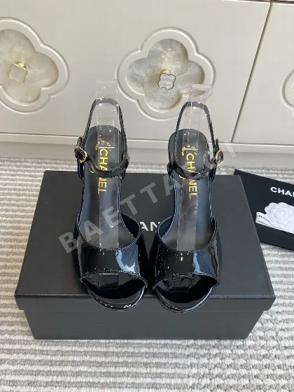 샤넬 진주 장식 오픈토 힐 샌들 55232