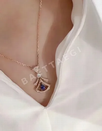 불가리 블루 큐빅 지르코니아 팬던트 목걸이 64846